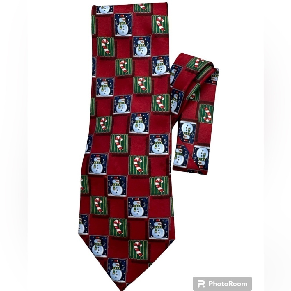 MMG Yule Tie Christmas Themed Tie Snowmen, Candy Canes Red/Blue/Green/White
